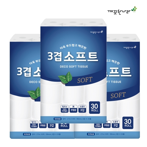 [깨끗한나라] 3겹 소프트 27m 30롤 x 3팩