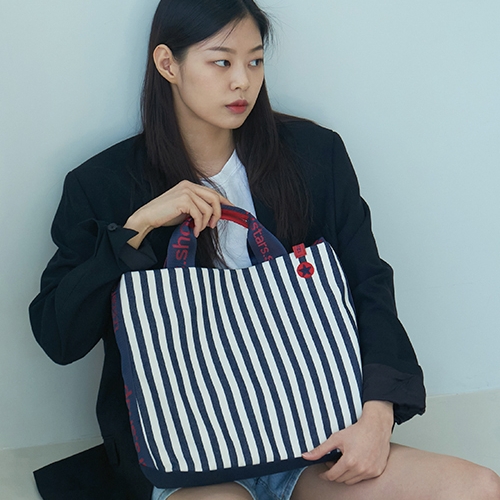 로고스트랩 별자수 스트라이프 캔버스 숄더_토드백