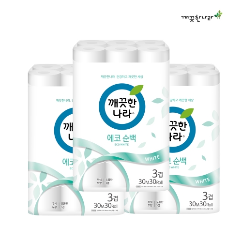 [깨끗한나라] 에코순백 30m 30롤 x 3팩