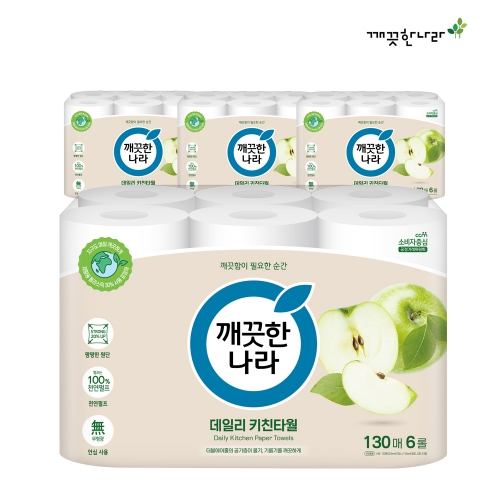[깨끗한나라] 데일리 그린패키지 130매 6롤 x 4팩
