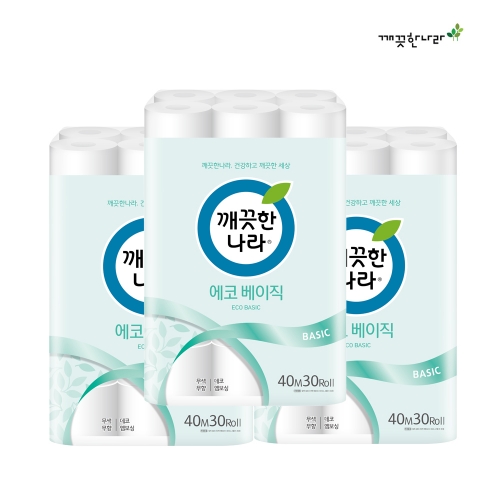 [깨끗한나라] 에코베이직 40m 30롤 x 3팩