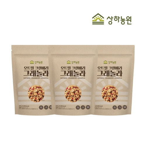 [상하농원] 오트밀 크랜베리 그래놀라 300g x 3개