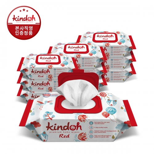 킨도 프리미엄 도톰한 아기 물티슈 RED 70매 x 10팩