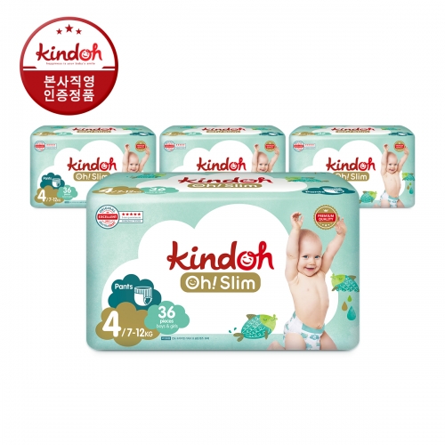 킨도 프리미엄 오슬림 팬티형 기저귀 4단계 대형(7~12kg) 36매x4팩(총144매)