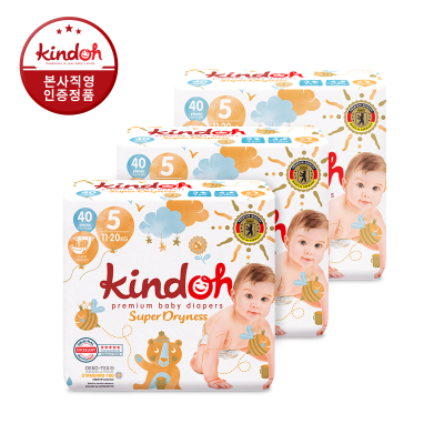 킨도 프리미엄 슈퍼드라이니스 밴드형 기저귀 5단계 특대(11~20kg) 40매x3팩(총120매)