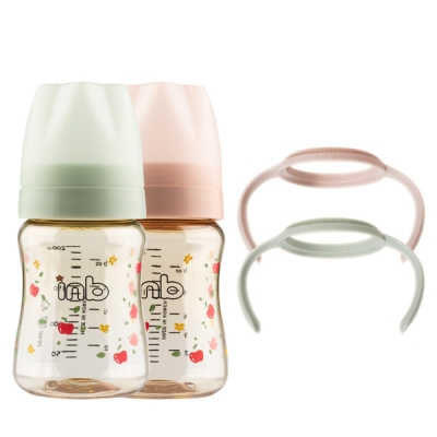 아이앤비 프리미엄 2in1 PPSU 노꼭지 젖병 200ML*2개묶음(세이지/베이지핑크)+2in1젖병손잡이