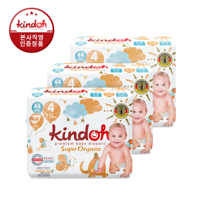 킨도 프리미엄 슈퍼드라이니스 밴드형 기저귀 4단계 대형(7~13kg) 44매x3팩(총132매)