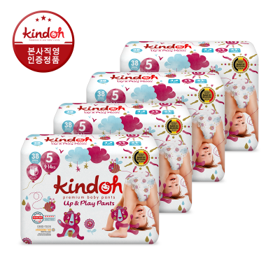 킨도 프리미엄 업앤플레이 팬티형 기저귀 5단계 특대(9~14kg) 38매x4팩(총152매)