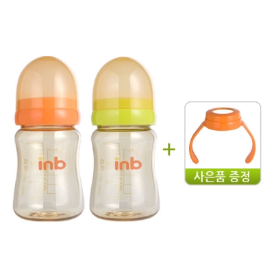 빨대컵으로 변환 가능한 아이앤비 PPSU 노꼭지젖병(200ml)*2개묶음+손잡이