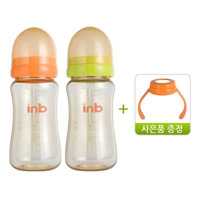 빨대컵으로 변환 가능한 아이앤비 PPSU 노꼭지젖병(300ml)*2개묶음+손잡이