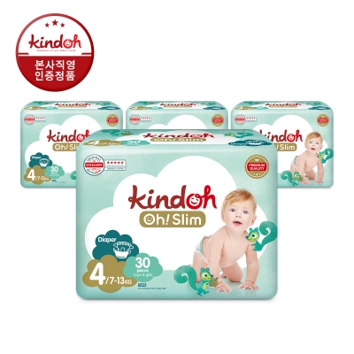 킨도 프리미엄 오슬림 밴드형 기저귀 4단계 대형(7~13kg) 30매x4팩(총120매)